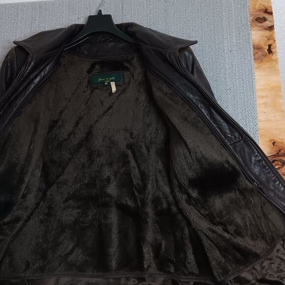 James & John ITALY Vintage Leather Jacket Womens Medium Euro4X Saddle Brown Boho - Picture 7 of 16